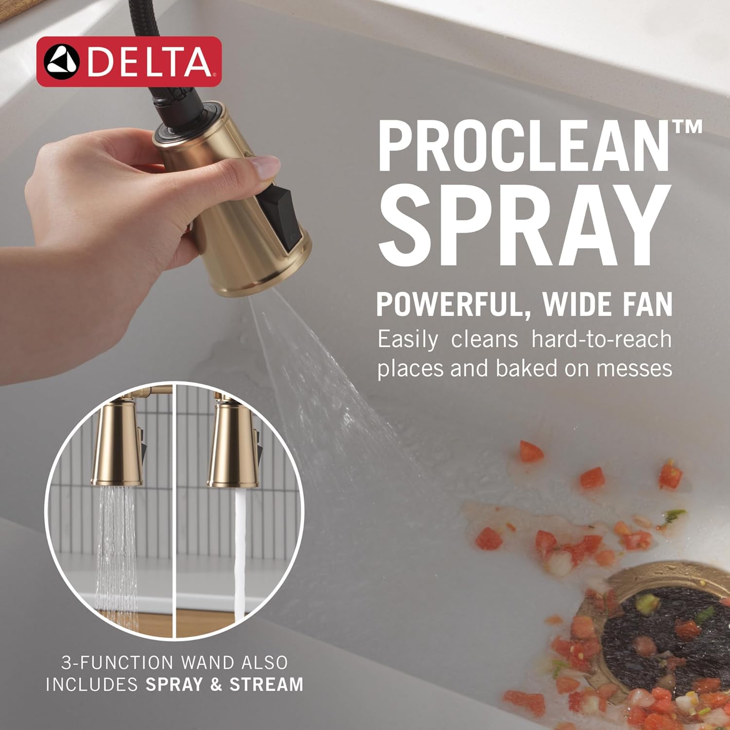 Delta Renaldi Touchless Pro Style Commercial Kitchen Faucet with Touch Technology, Brushed Gold Kitchen Sink Faucet with High Pressure ProClean Spray, Lumicoat Champagne Bronze 9684TL-CZ-PR-DST
