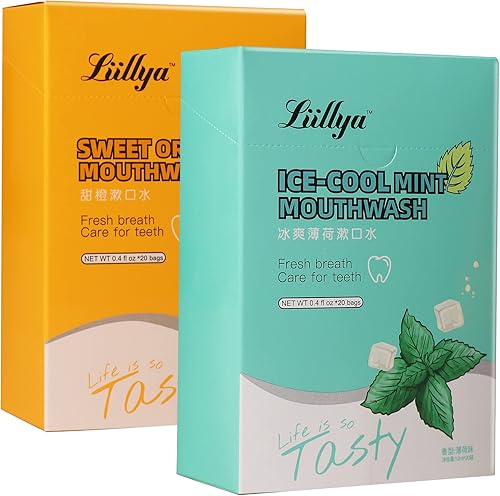 Miniatura 1 de Mini enjuague bucal tamaño de viaje, enjuague bucal individual sin alcohol sobre la marcha, paquetes de enjuague bucal de un solo uso portátil para