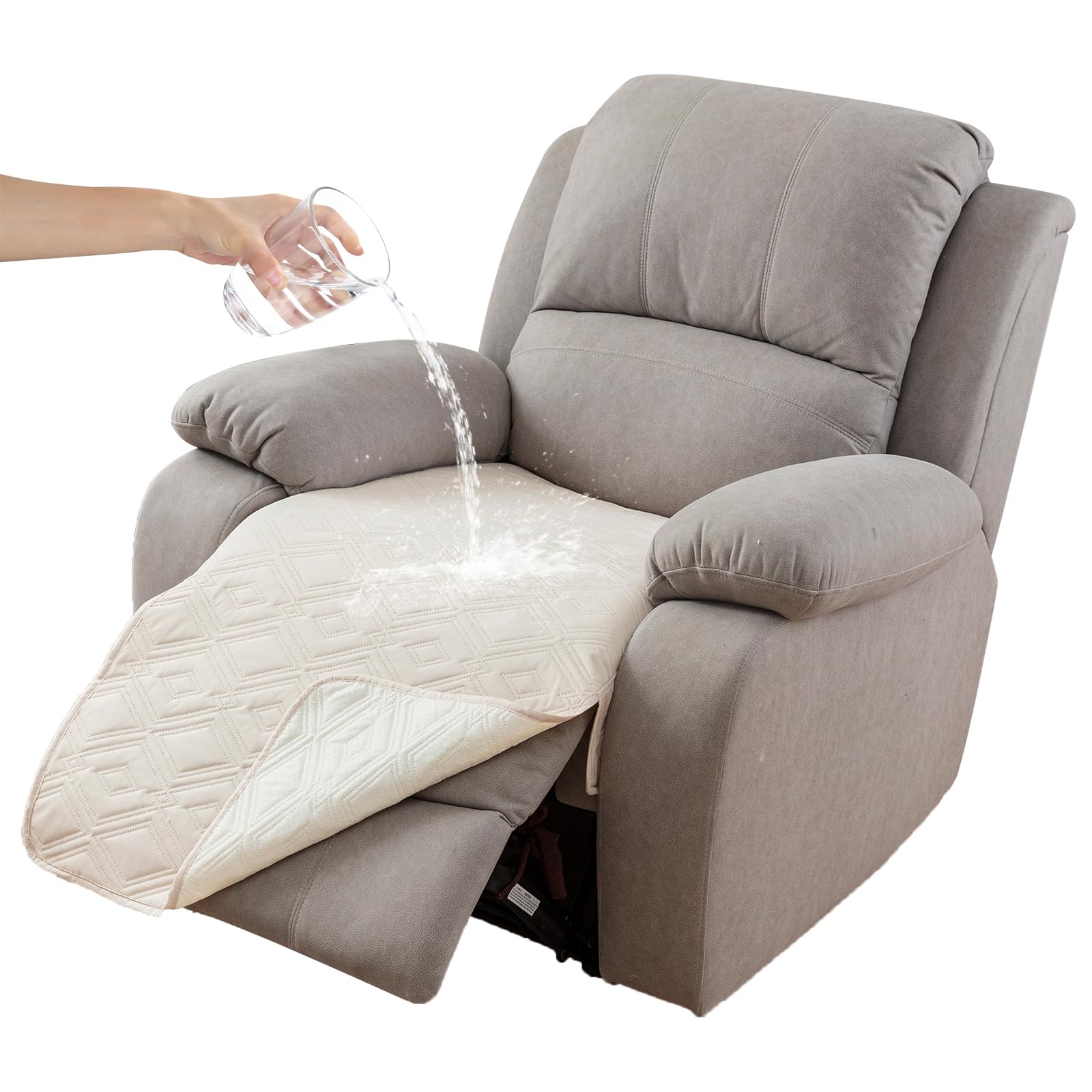 Photo 1 of Genina 100% Waterproof Recliner Chair Covers, Anti-Slip Recliner Cover Dog Chair Cover Furniture Protector, Chair Sofa Slipcover for Pets Dogs, 1 Piece (Beige, Recliner)