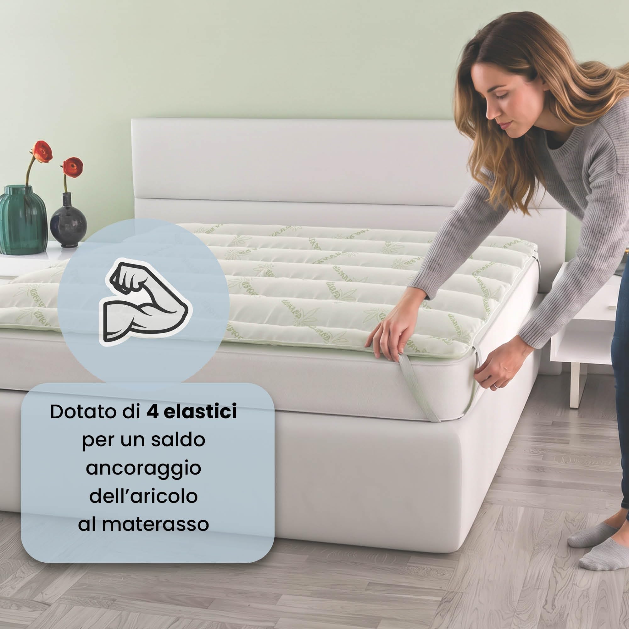 MB HOME ITALY, Surmatelas, Chanvre, 1 Place et Demie 120x195 cm