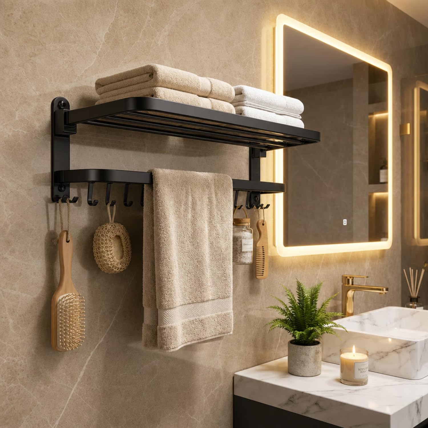 Foldable Stainless Steel Towel Rack - Space Saving! -1