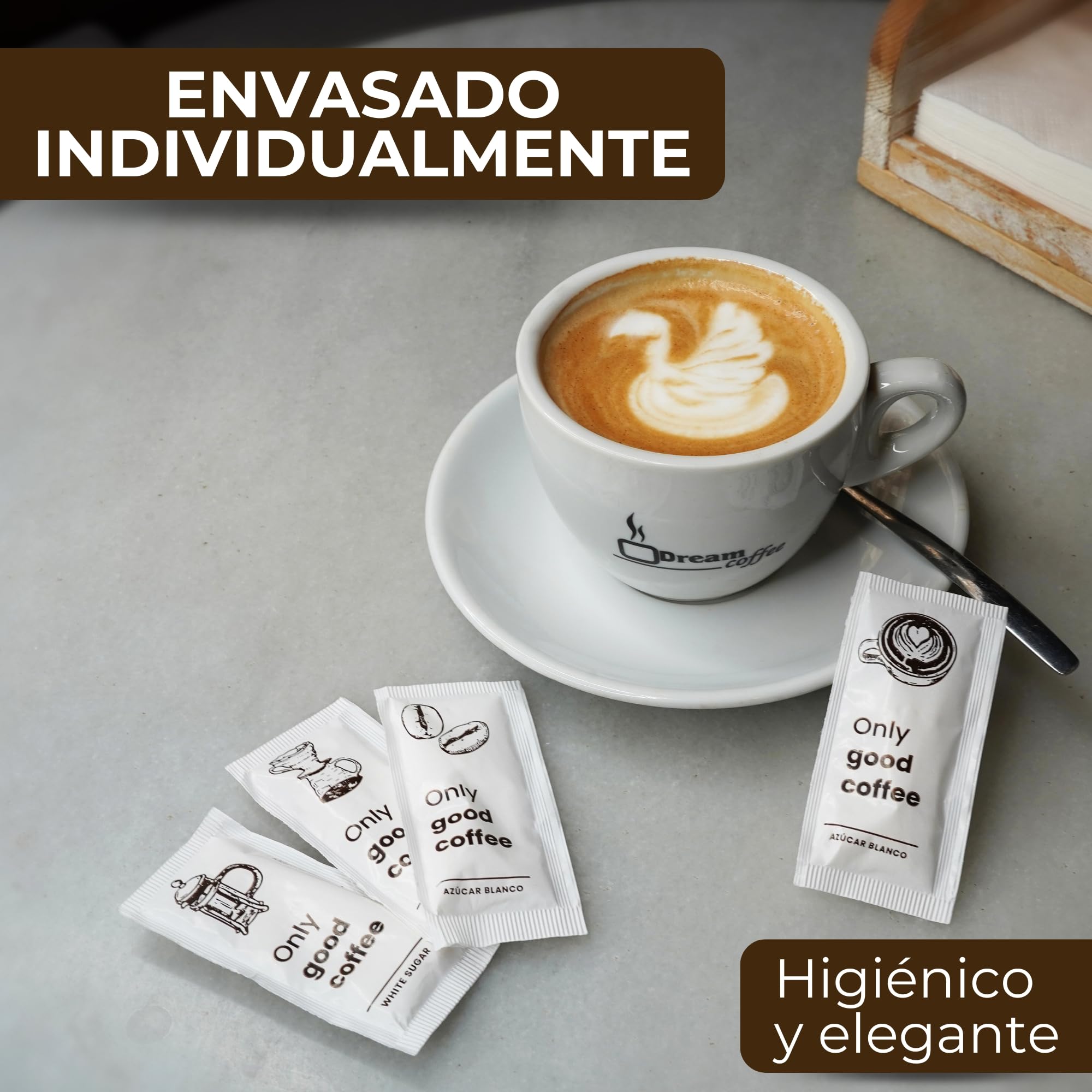 Sucre blanc individuel | Paquet de 200 sucres individuels de 6 g | Enveloppes de sucre monodose | Idéal pour bureau, maison et café.