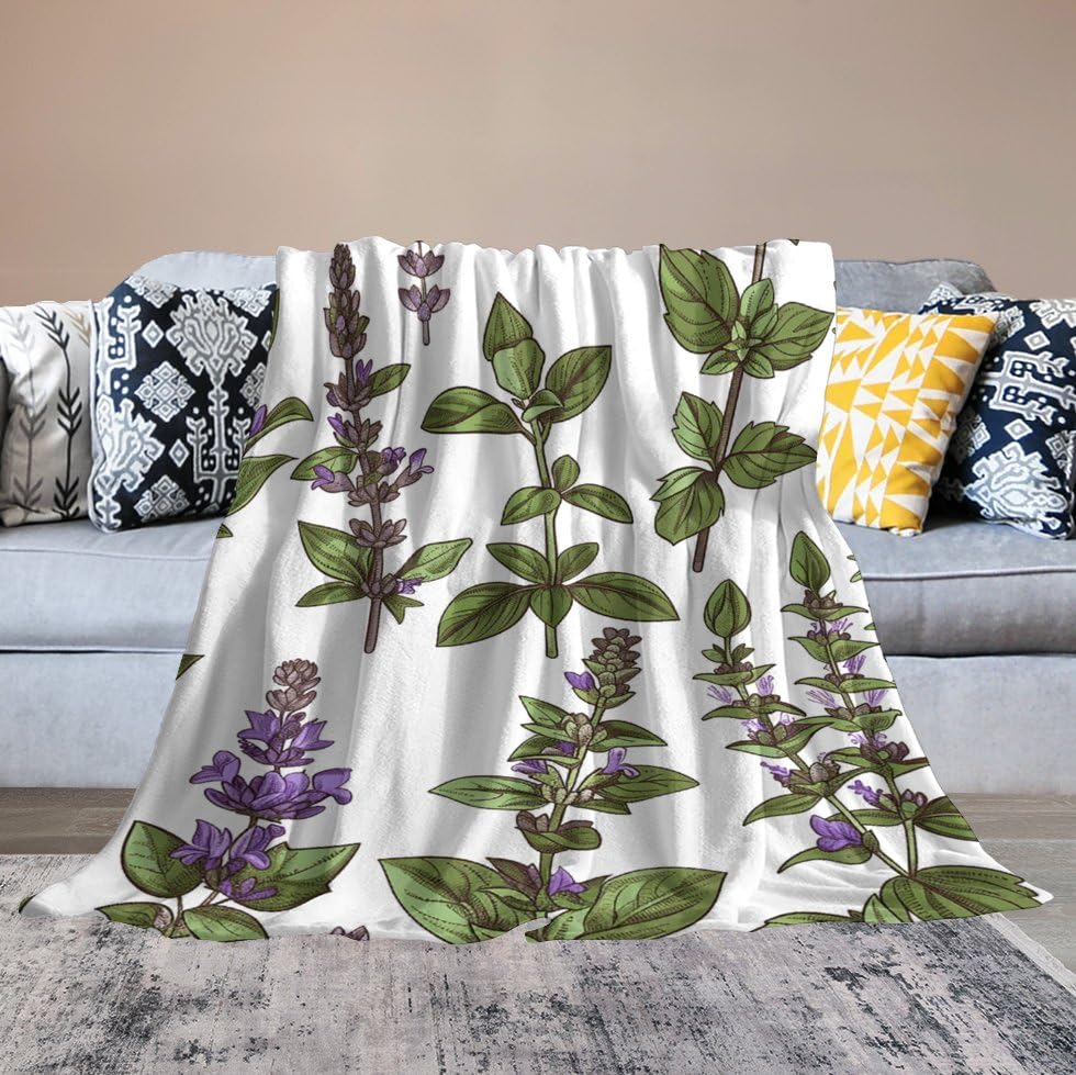Couverture flanelle légère vert sauge au fini pelucheux haut de gamme