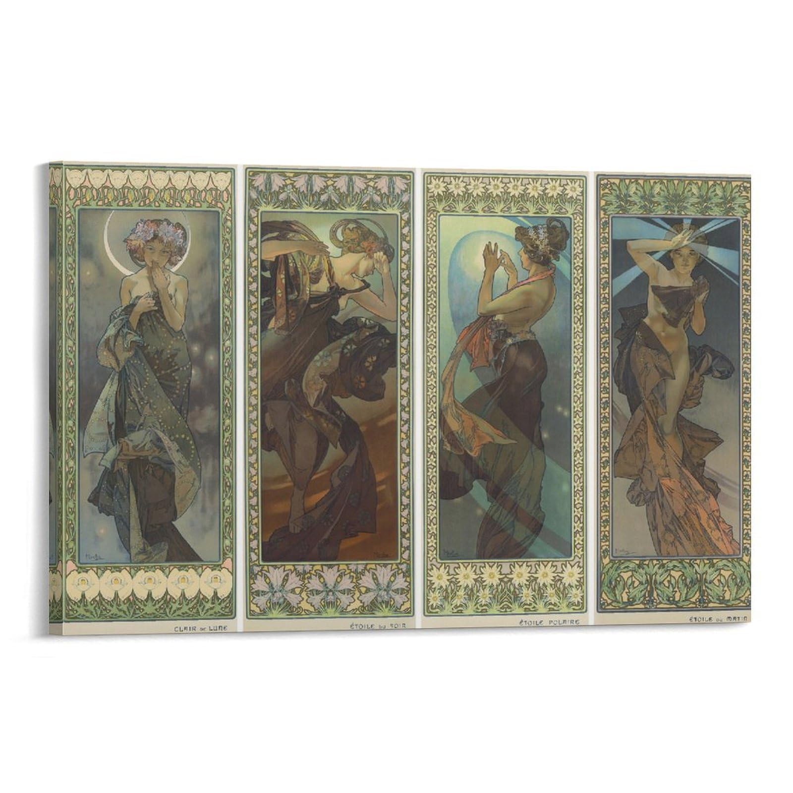 Artopweb Mucha The Moon And Stars Poster Print Photo Art Painting Canvas Poster Home Modern Decor Posters 24x36inch(60x90cm)