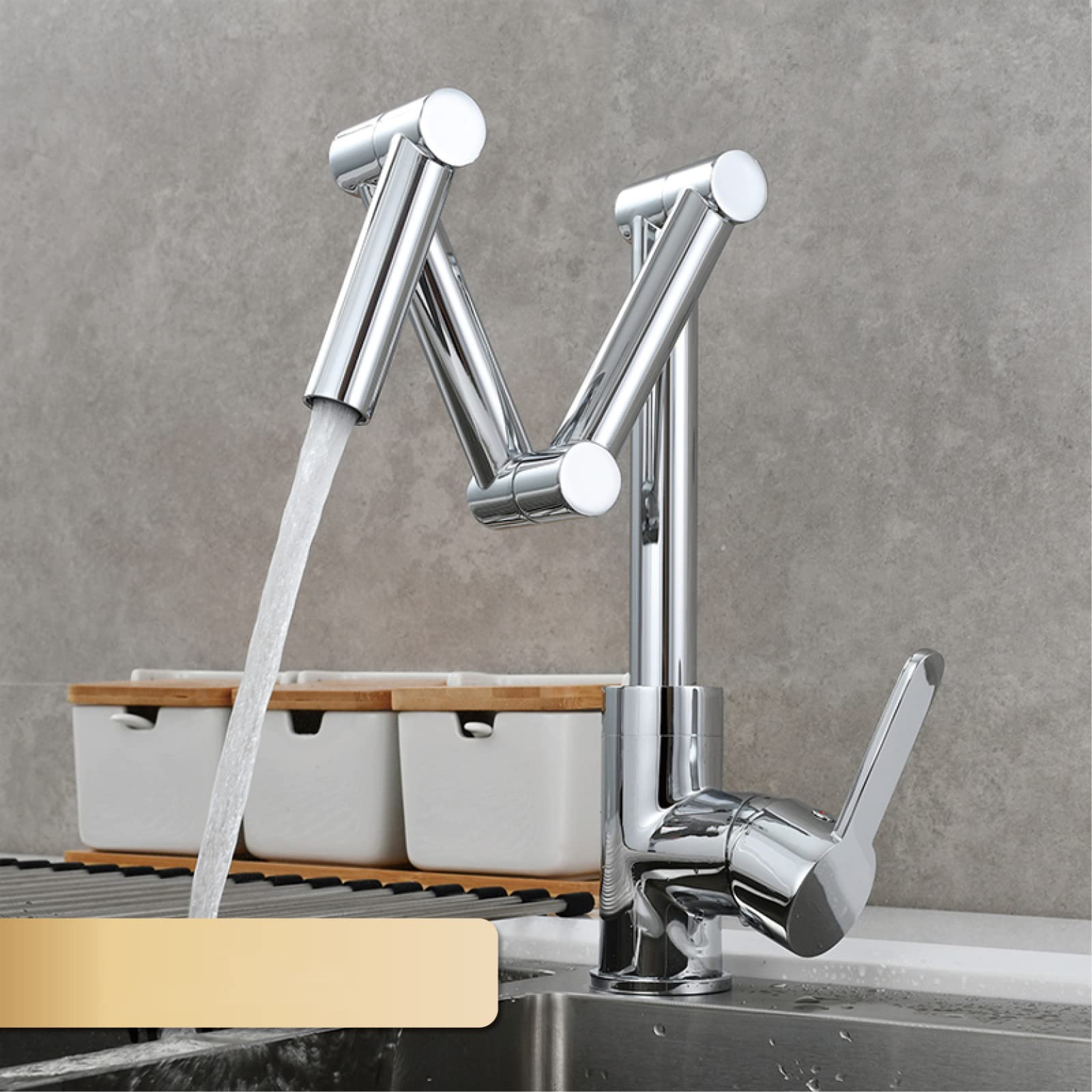 Yjyjy 1 Function Chrome Faucet Brass Pot Filler Faucet Deck Mounted Triple Joint Swing Arm Kitchen Faucet With Hot And Cold Water Brushed Finish Extendable And Foldable Design 2 Functions Tap
