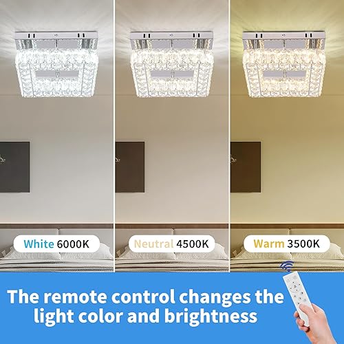 Vista 3 de Lámpara de techo LED regulable de cristal para techo, de acero inoxidable, moderna, para sala de estar, dormitorio, comedor (regulable)
