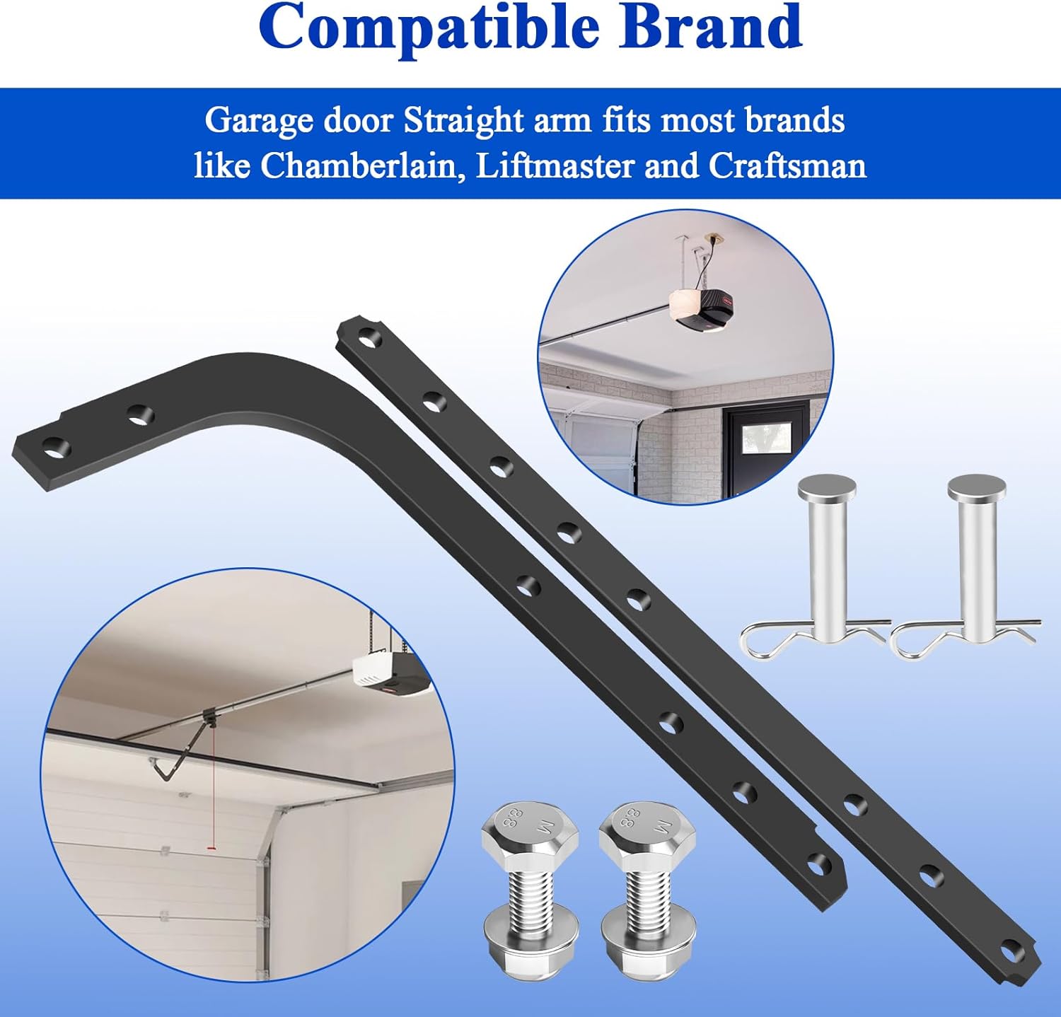 Garage Door Openers 26012D Straight Arm, 26013D Curved Arm, Replacement for Genie Garage Door Opener Parts, Garage Door Opener Arm, Fit for Models 1028, 2028, 3024, 4024, 3022, 3042, 4022, 4042