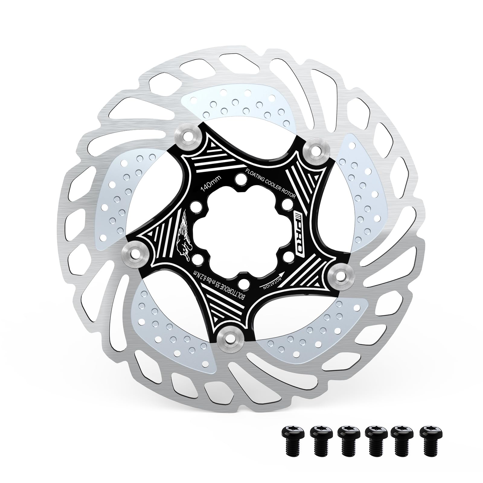 RACEDUE IIIPRO AR68 Rotor de frein à disque flottant pour vélo de montagne/VTT en alliage d'aluminium et acier inoxydable pour vélo de route/vélo électrique/BMX 140 mm, 160 mm, 180 mm, 203 mm (noir)