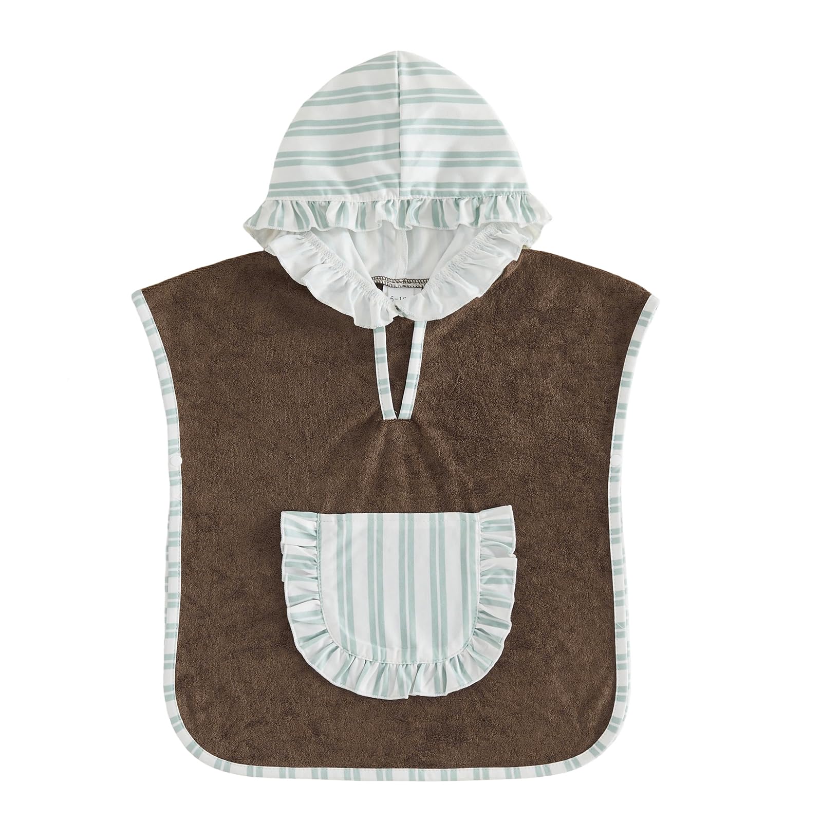 Geagodelia Hooded Swimming Poncho Towels for Kids Toddler Baby Girls Terry Towelling Soft Changing Robe Towel Beach Cover Up with Ruffled Trim Hood​ (Brown, 1-2 Years)