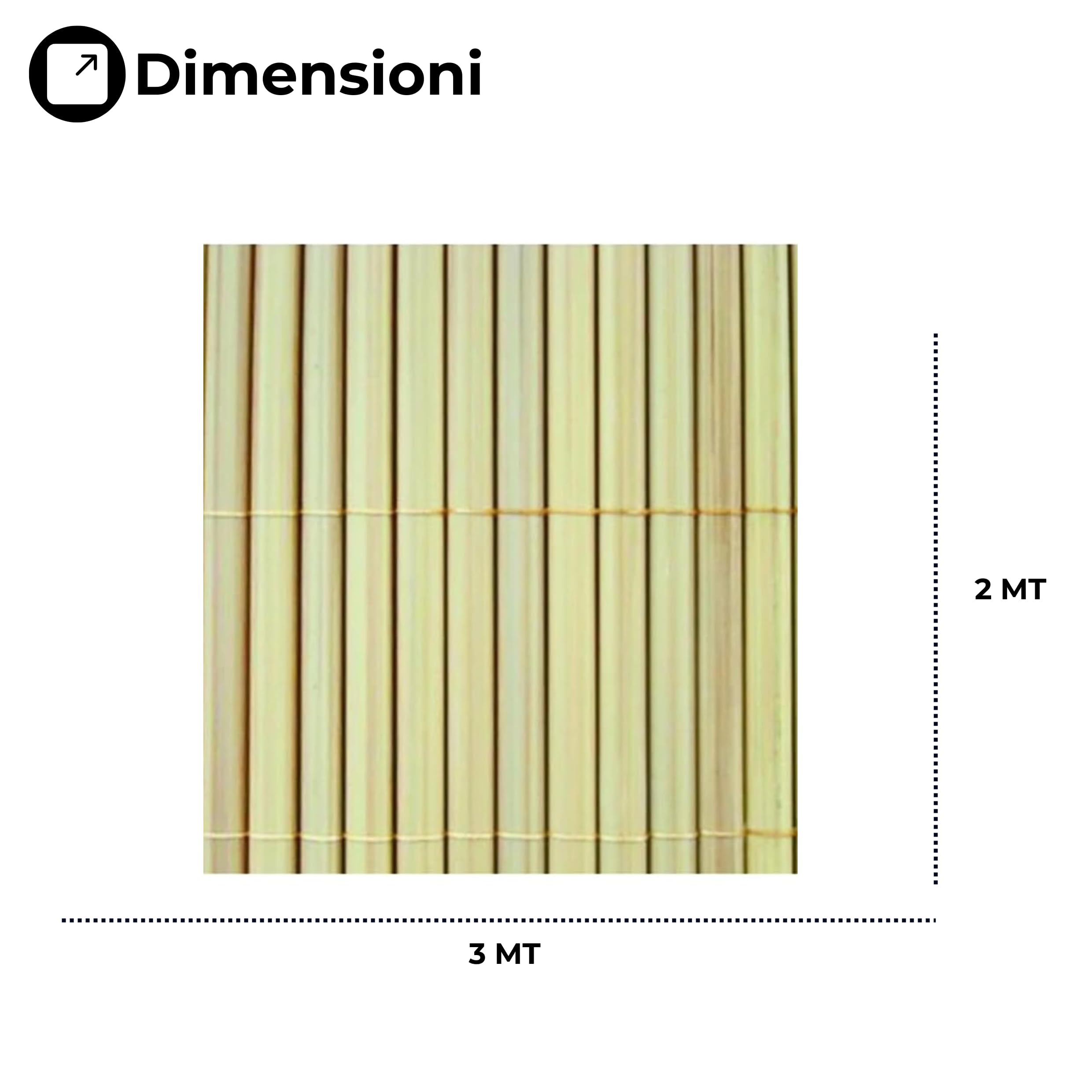 Arella in Pvc Canniccio Recinzione Frangivista Effetto Bamboo con Cordino in Nylon Ideale per Esterno, Giardino,Terrazzo,Balcone Varie Dimensioni (Beige, 2x3MT)