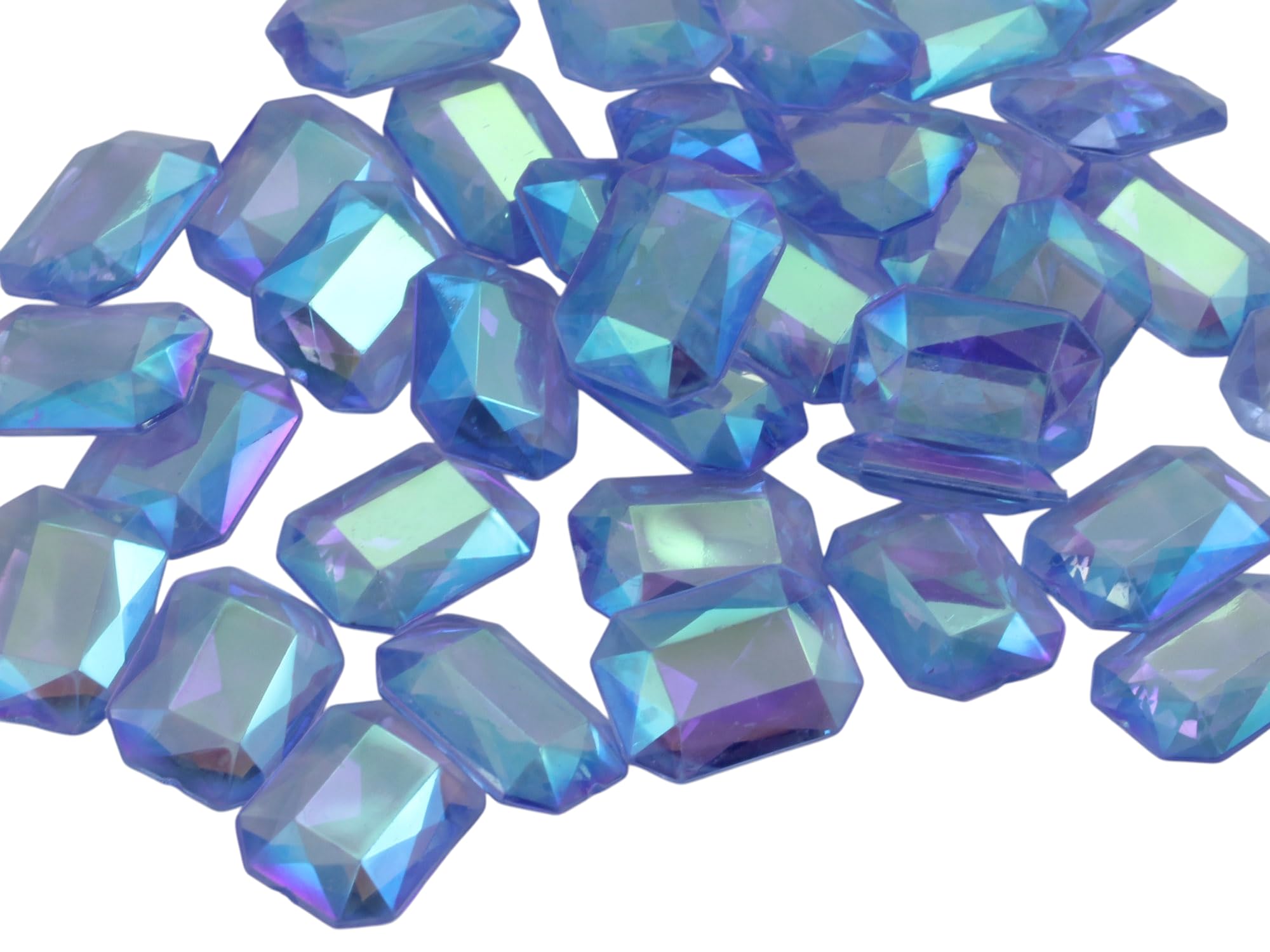 Allstarco 100PCS 18x13mm Emerald Cut Decorating Gems AB Coating for Table Scatter Wedding Decorations Vase Fillers - Light Blue AB