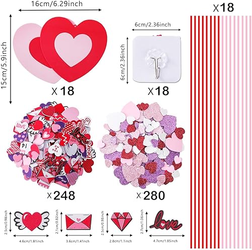 Miniatura 2 de TINYFUTURE 18 juegos de coronas de espuma para el día de San Valentín, kits de manualidades, decoración autoadhesiva de corazón, letras de corazón,