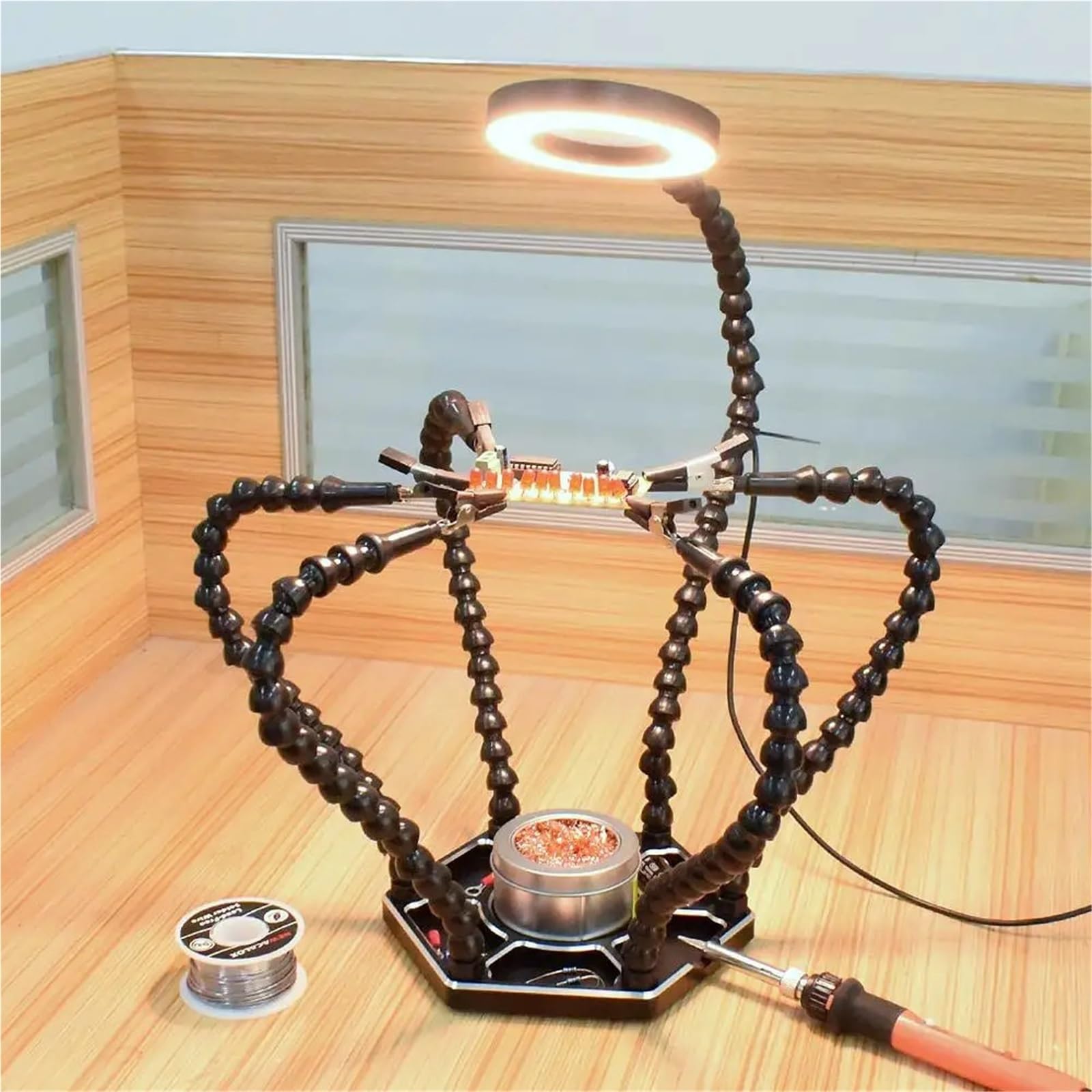 Station de travail de soudure loupe lumineuse 3X stable pour réparation électronique