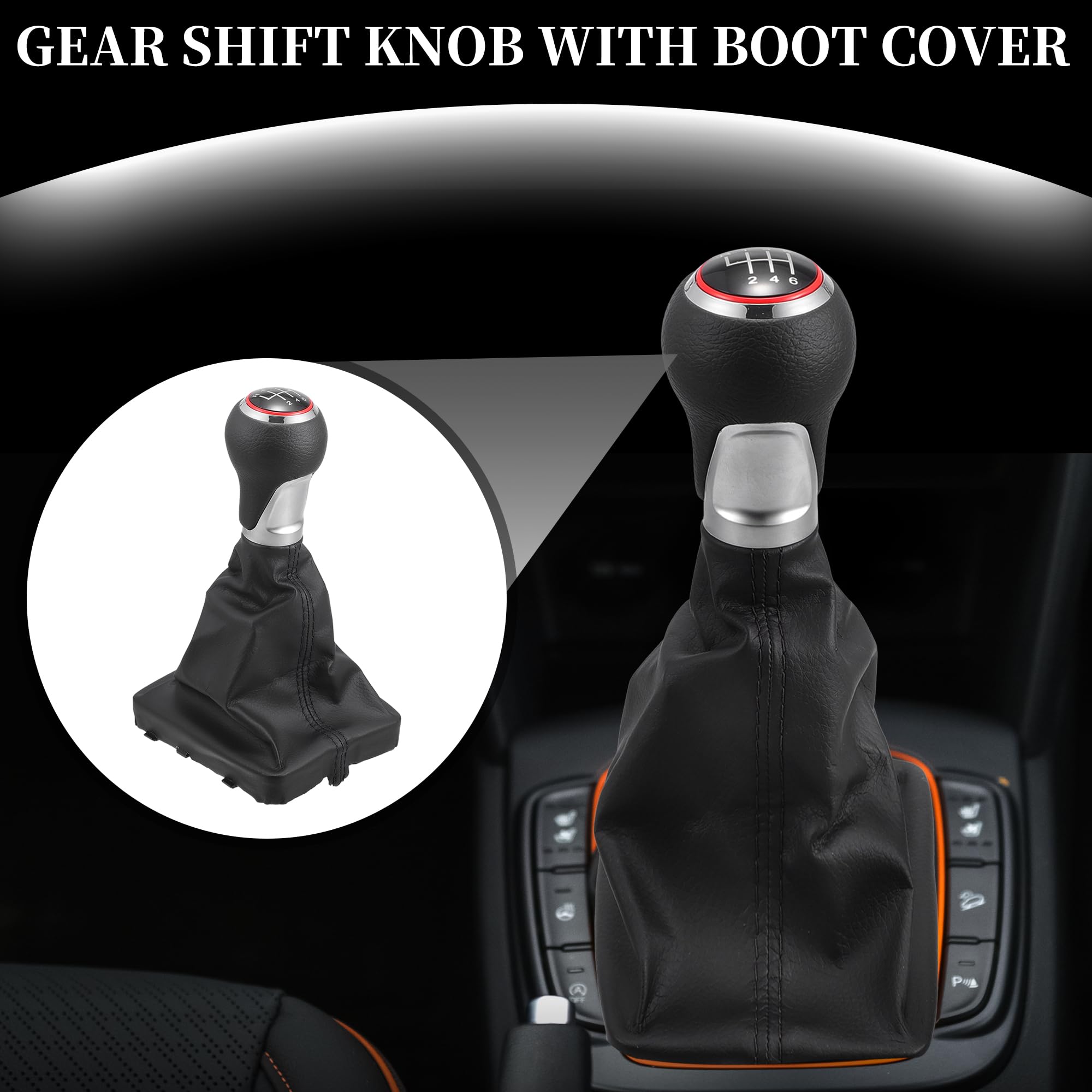Pommeau De Levier De Vitesse En Cuir Pour Audi A3 A4 A5 A6 A7 Q5 - Remplacement Direct, Noir, Compatible Boîte Automatique - 6