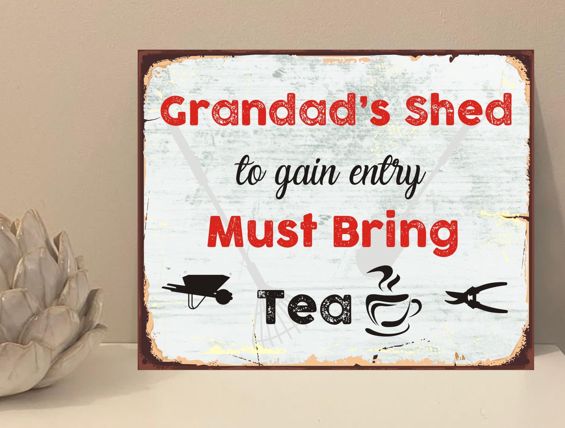 the sticker studio ltd Grandad's Shed Bring Tea Quote Novelty Metal Plaque Sign Gift fcp61