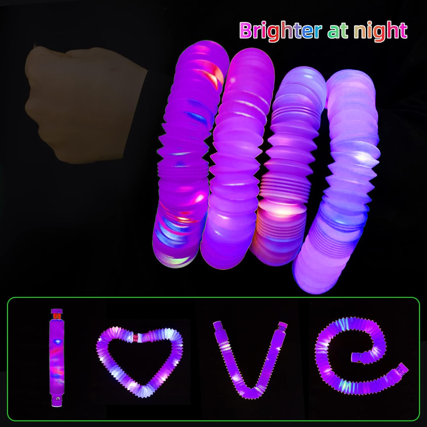 Collares luminosos y brazaletes, accesorios de fiesta para niños pequeños, tubos brillantes para niños, cumpleaños, camping, boda, fiesta, suministros para niños y niñas (paquete de 36 rosas)