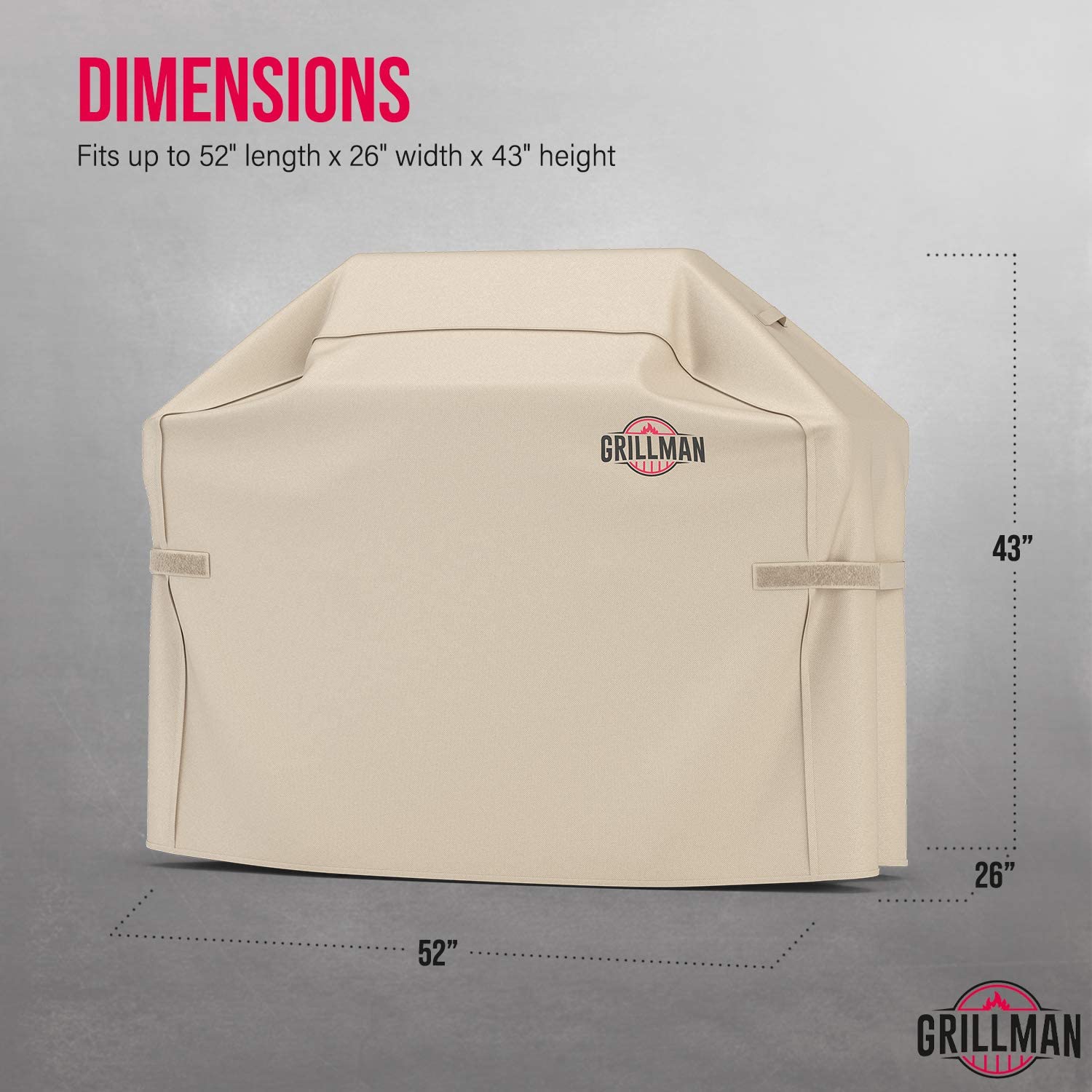 Grillman Funda Impermeable para Barbacoa, Color Canela Funda Protectora para Barbacoa Funda Impermeable para Barbacoa (132 cm, Canela)