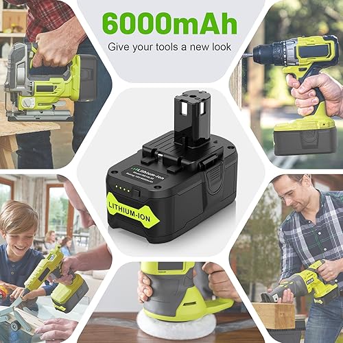 Miniatura 7 de KEATFE Batería de litio RB18L50 de 18 V 6.0 Ah compatible con herramientas eléctricas inalámbricas Ryobi 18 voltios ONE+ P108 P102 P103 P104 P105