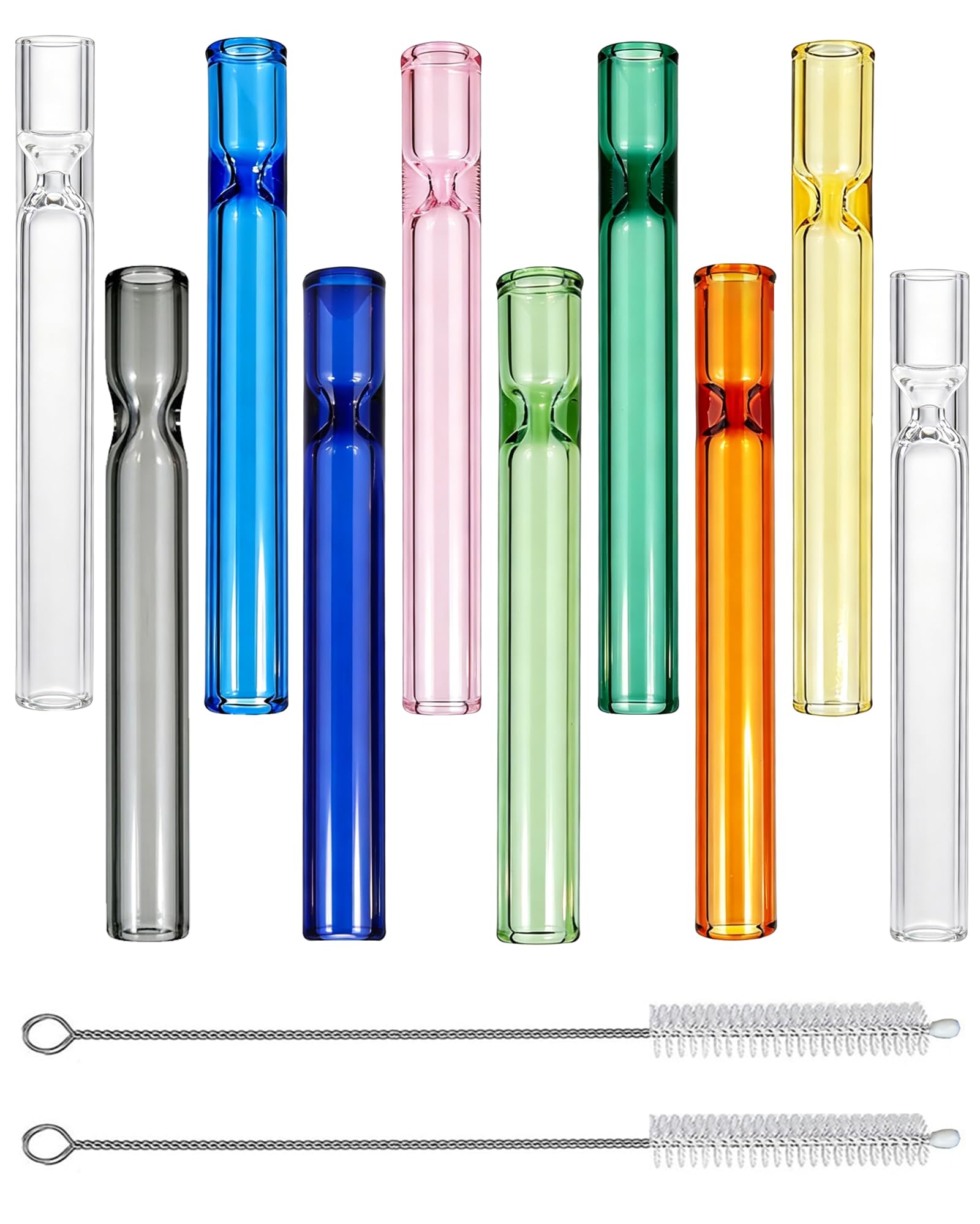 10 Pcs Borosilicate Glass Tubes 4 Inch (10 cm), Thick Glass Blowing Tubes, 2mm Wall Heat Resistant for Lab Experiments DIY Projects Industrial Use, Acid Alkali Resistant, Multicolor