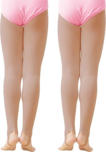 Dayrose Girls Womens Stirrup Tights, 60D Ultra Soft Stretchy Dance Tights for Ballet, Gymnastics, Skating, School