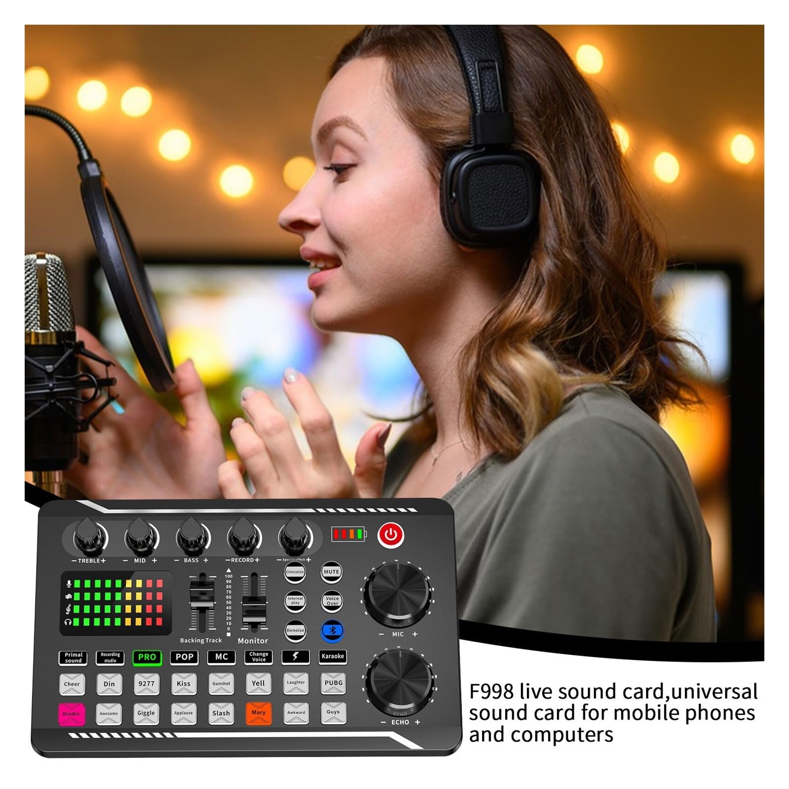 Podcast Kit, Kit scheda audio for microfono Pacchetto attrezzatura streaming versione inglese for streaming//podcasting