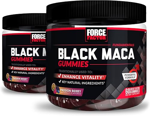 Force Factor Gomitas de maca negra, paquete de 2, raíz de maca negra para mejorar la vitalidad masculina, aumentar la energía y la fuerza, con disponible en Yaxa Peru