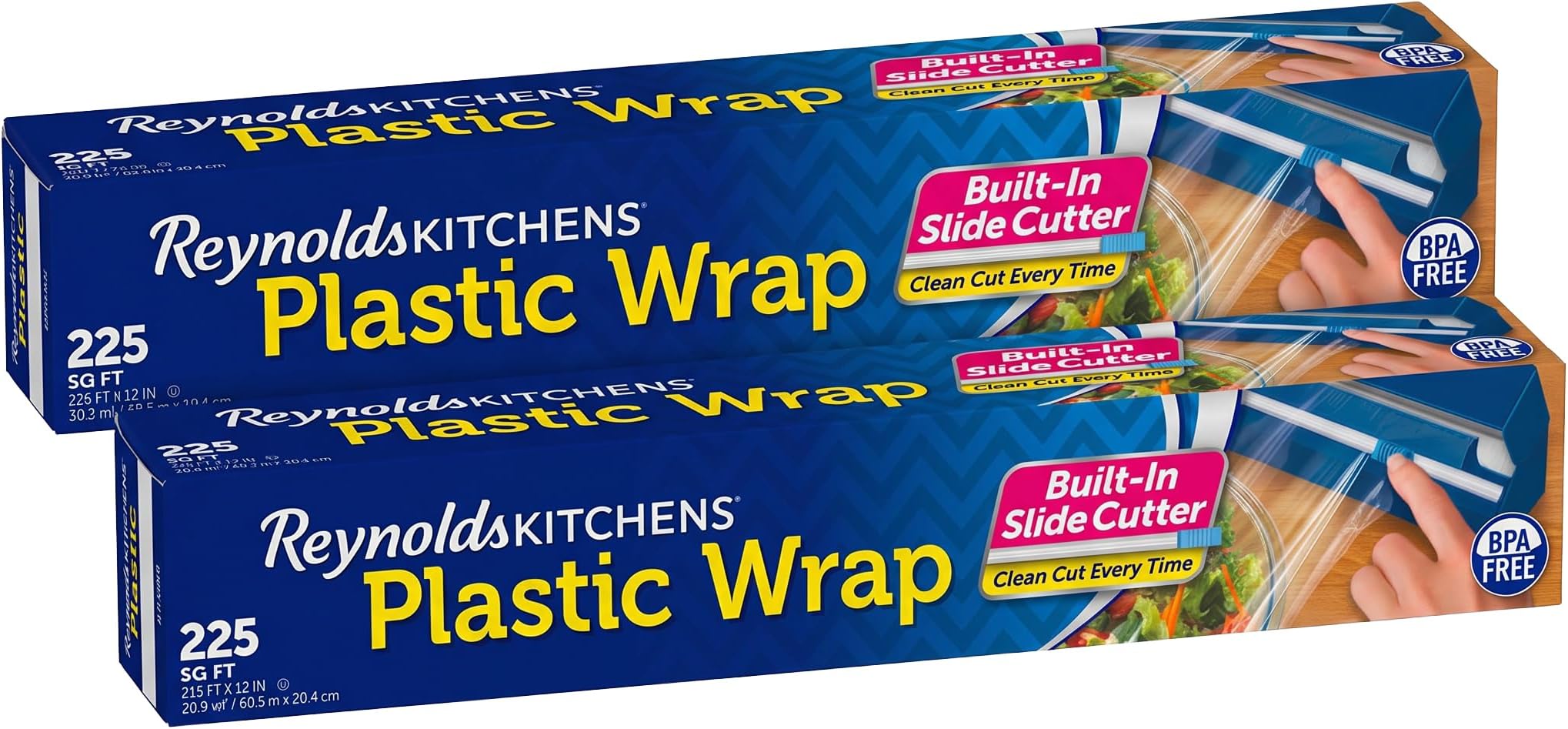 Reynolds Plastic Wrap, 225 Square Feet | Quick Cut | Pack of 2