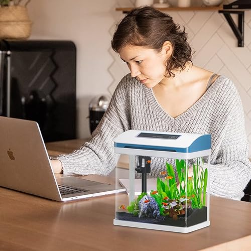 Miniatura 6 de Tanque de peces pequeño de 2 galones de vidrio para acuario, kits de iniciación de autolimpieza con luz LED colorida para Betta Shrimp Guppy Medusas