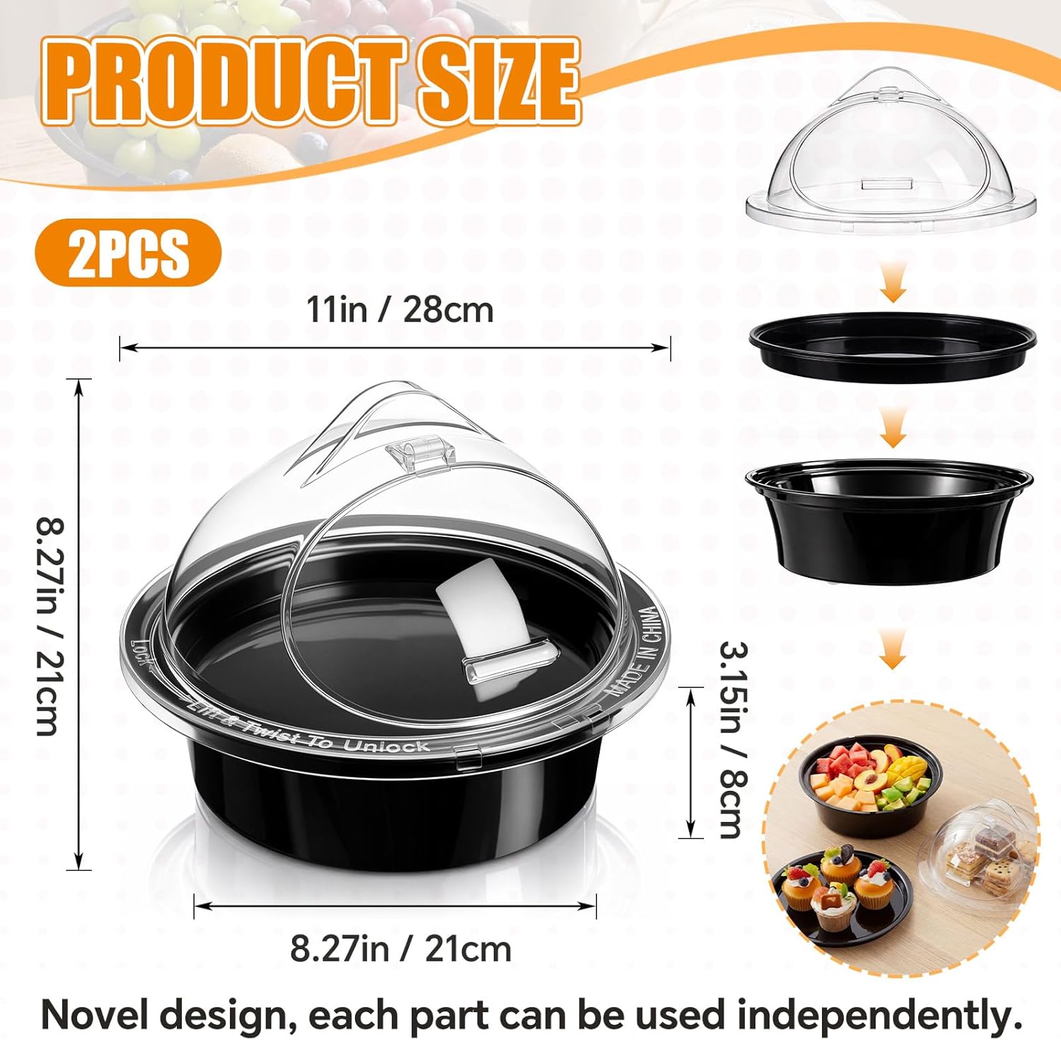 Sawysine 6-Piece Acrylic 10'' x 8.3'' Take-to-Serve Sample Dome Set Round Clear Food Service Sample Display Stands for Grocery Store Bar Bakery Supermarket Restaurant Trade Show Sampling