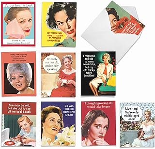The Best Card Company - 10 Blank Funny Greeting Cards for Women (4 x 5.12 Inch) - Boxed All Occasion Assortment - Ageless Wisdom M6620OCB