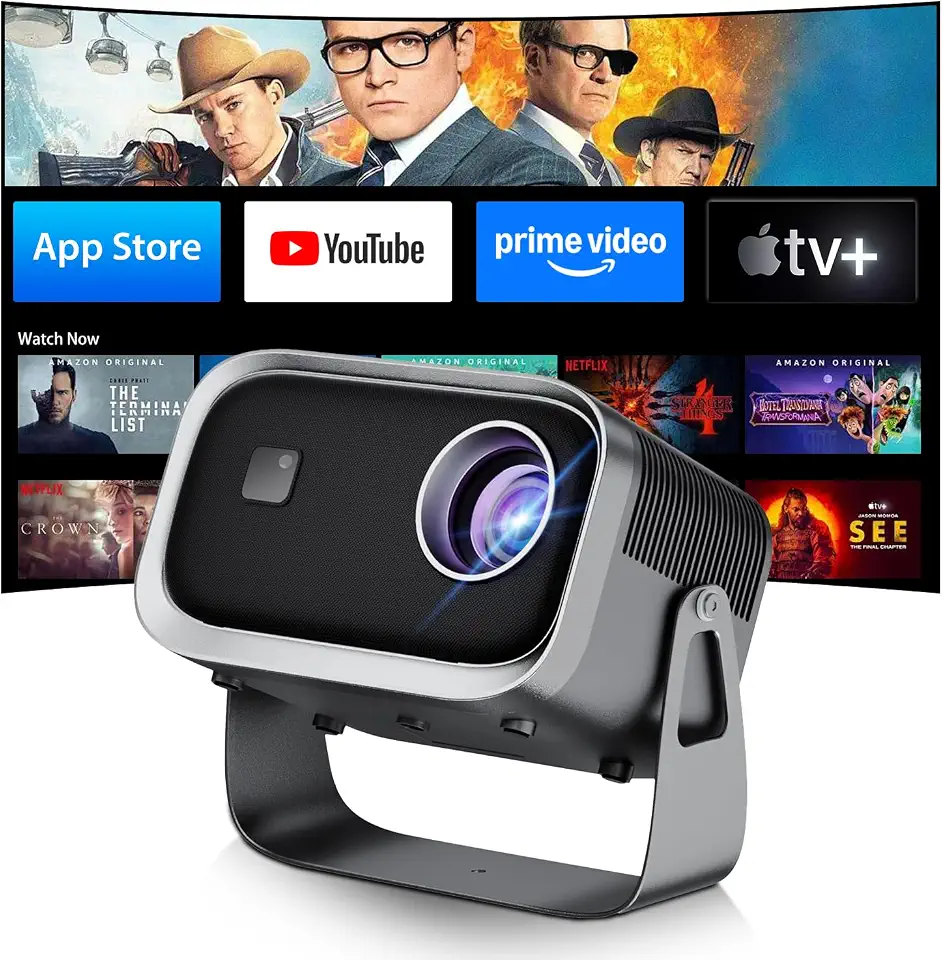 Salange P28B Mini Smart Projector Support 4K,Built-in Android with Apps