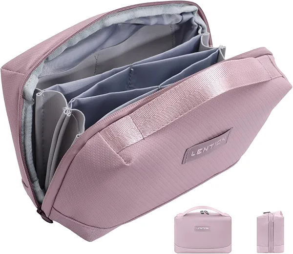 LENTION Electronics Organizer Bag Cable Tech Pouch for Electronic Accessories, Cable Organizer, Scratch-Resistant, Shock Proof, Padded Bag for AirPods, Charger Power Bank, Phone, Cord (M372,