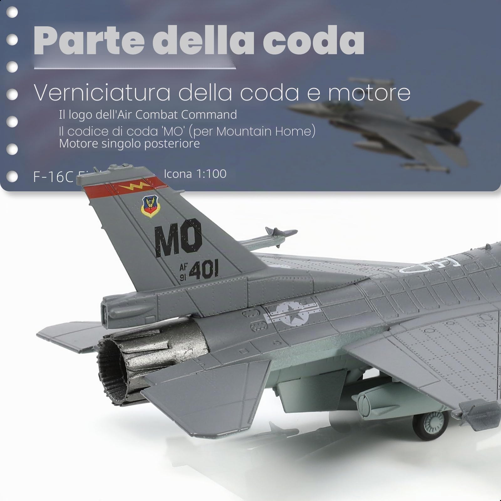 NUOTIE 1/100 F-16C Fighting Falcon Modello da Caccia in Metallo Pressofuso Kit di Aerei da Caccia Modello di Aereo da Caccia Aereo Militare per Collezione e Regalo