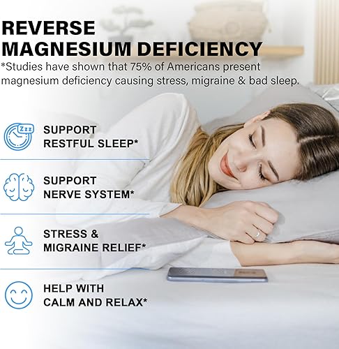 Miniatura 3 de Suplemento complejo de magnesio 8 formas, 500 mg de glicinato de magnesio, malato, citrato, magnesio de alta absorción para la calma, el sueño, el