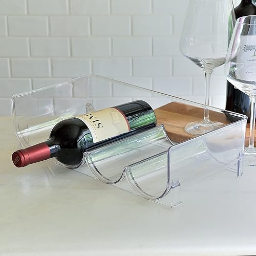 Miniatura 4 de Youngever Organizador de botellas de agua de plástico, organizador transparente para botellas, estante de vino de plástico, estante apilable de