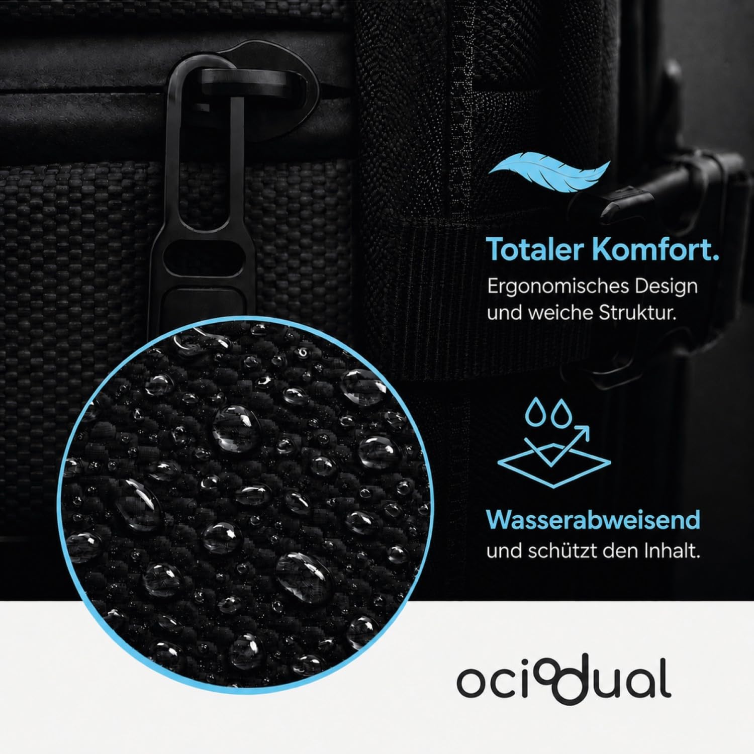 OcioDual Großer Handgepäck Rucksack 55x40x20 cm, Erweiterbar auf 55x40x25 cm, Kabinenrucksack für Flugreisen, Reiserucksack mit Laptopfach 17 Zoll, Wasserabweisend