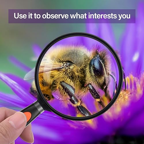 Miniatura 12 de Feosky Lupa de lectura de mano, lupa de 10 x 30X, lente inastillable de 2.953 in, mango antideslizante para adultos cercanos, lectura de personas