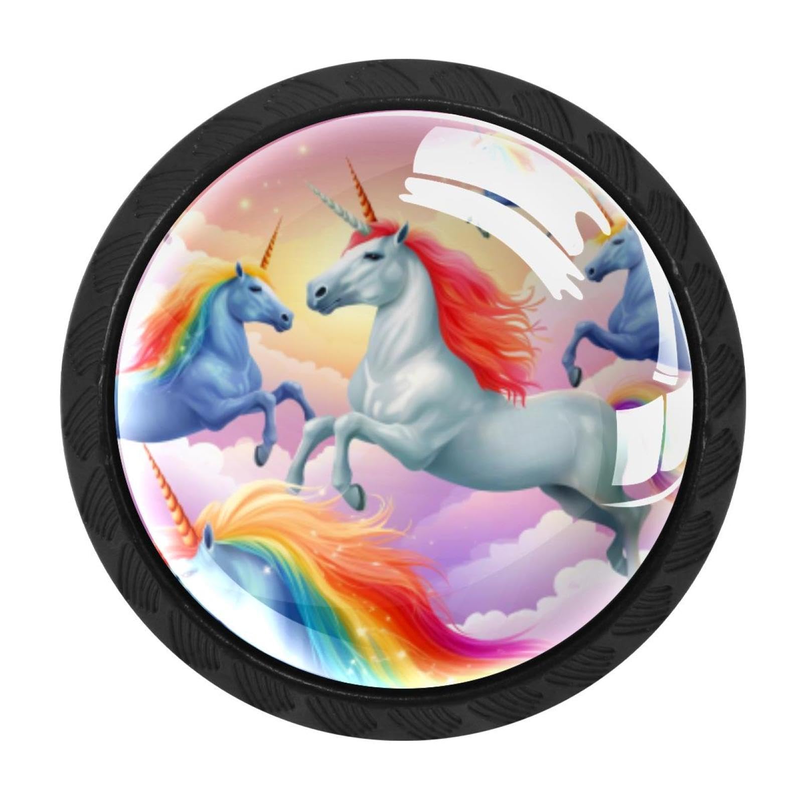 Chenzzzz Multicolored 04 4 Pack Black Rainbow Unicorn Cabinet Pulls Kitchen Cabinet Handles Ideal For Cabinet,Drawer,Cupboard And Wardrobe