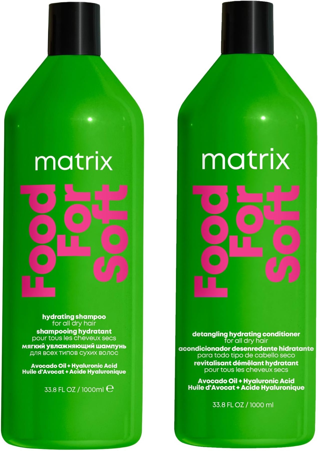Matrix DUO Food For Soft Hydrating Shampoo with Avocado Oil and Hyaluronic Acid, for dry hair 1000ml & Food For Soft Detangling Conditioner with Avocado Oil and Hyaluronic Acid, for dry hair 1000ml