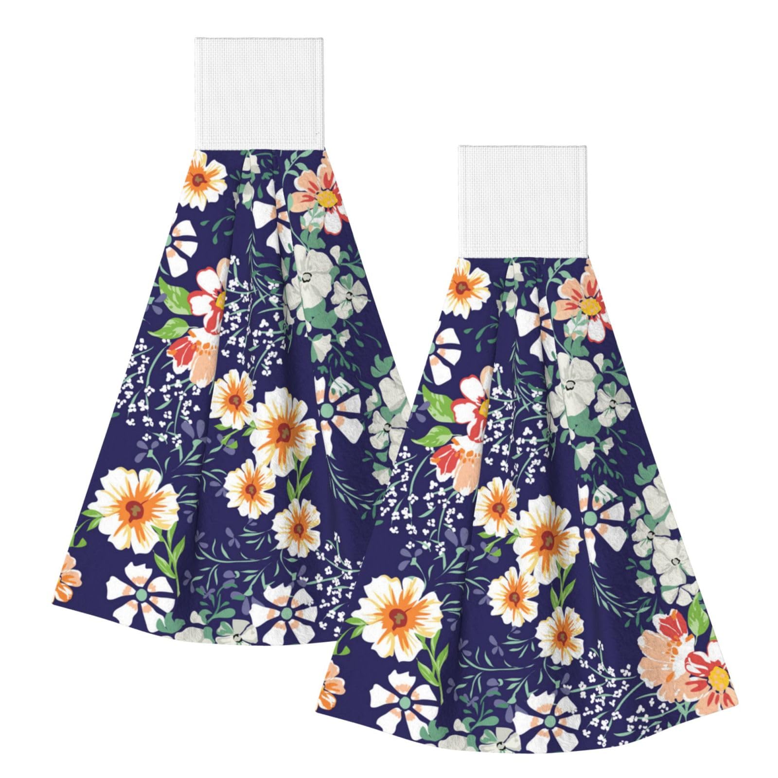 DOPKLNA Beautiful Flower Garden Floral Petal Leaves Meadow Orange, 2 Pcs Hanging Coral Fiber Hand Towels for Bathroom, Absorbent Kitchen Towels