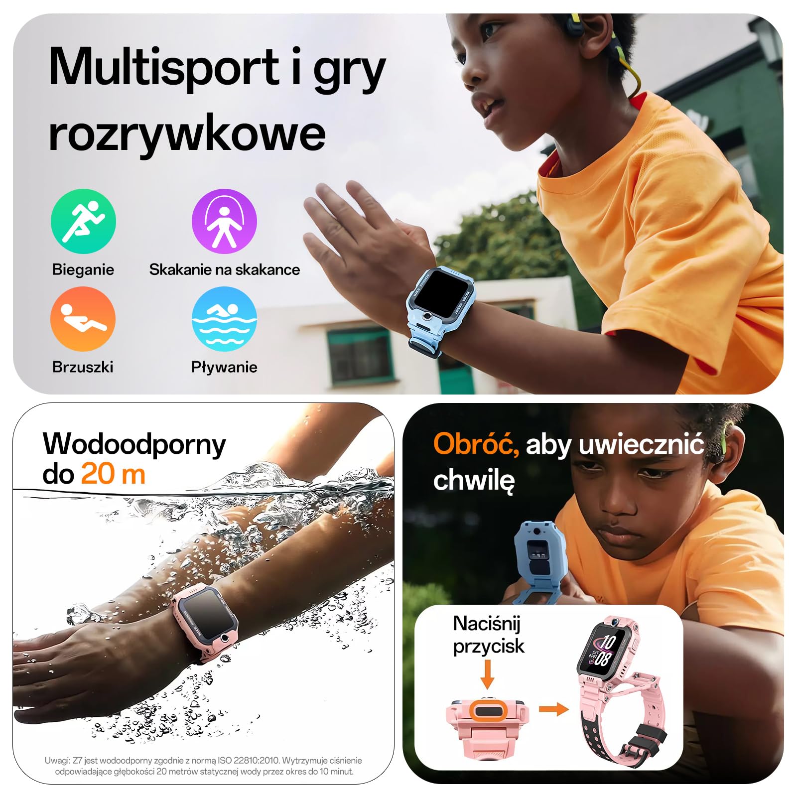 imoo Z7 Smartwatch dla Dzieci, Dwukamerowy Telefon z Wideorozmowami HD i Połączeniami Głosowymi, Zegarek GPS z Lokalizacją, 4 Tryby Sportowe, Całodobowe Monitorowanie Zdrowia (Niebieski)