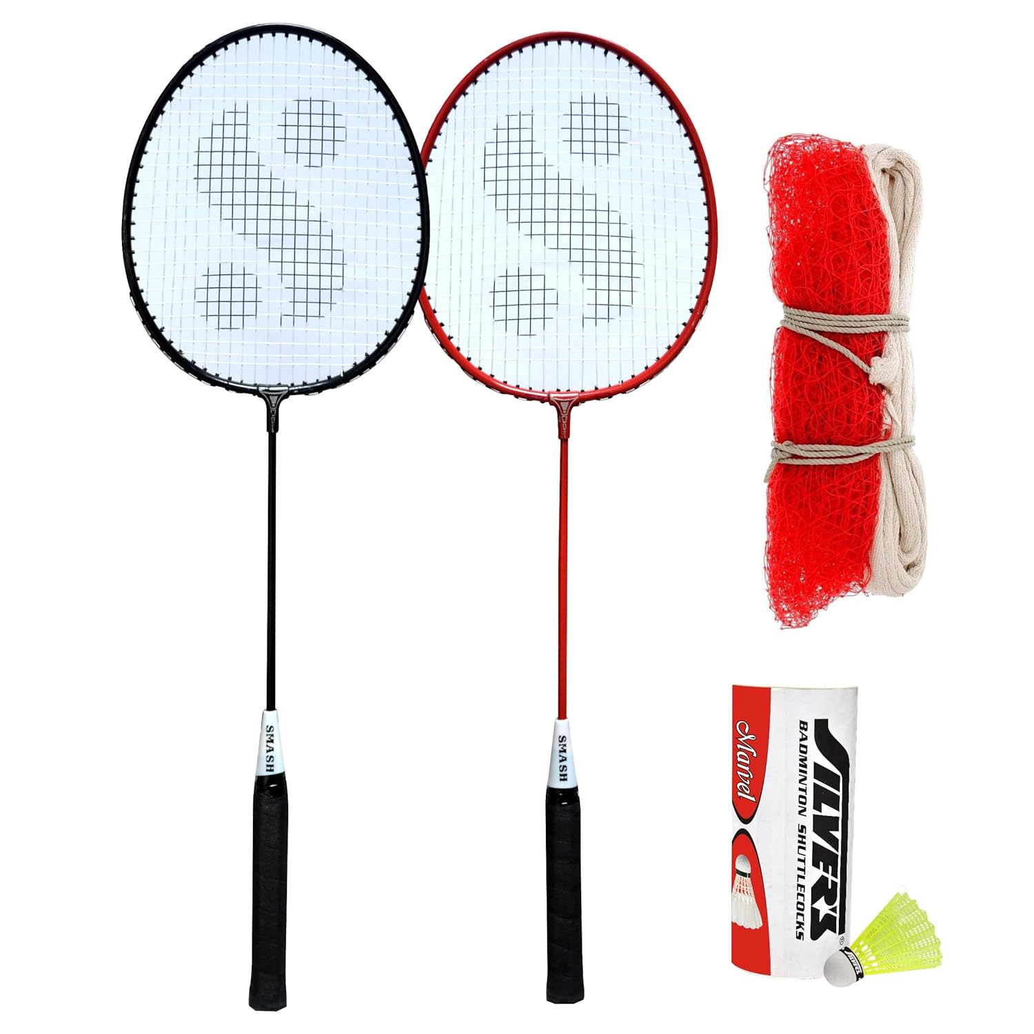 Silver's Smash Combo6 (2 Badminton Rackets, 3 Plastic Shuttlecock, 1 Badminton Net Nylon