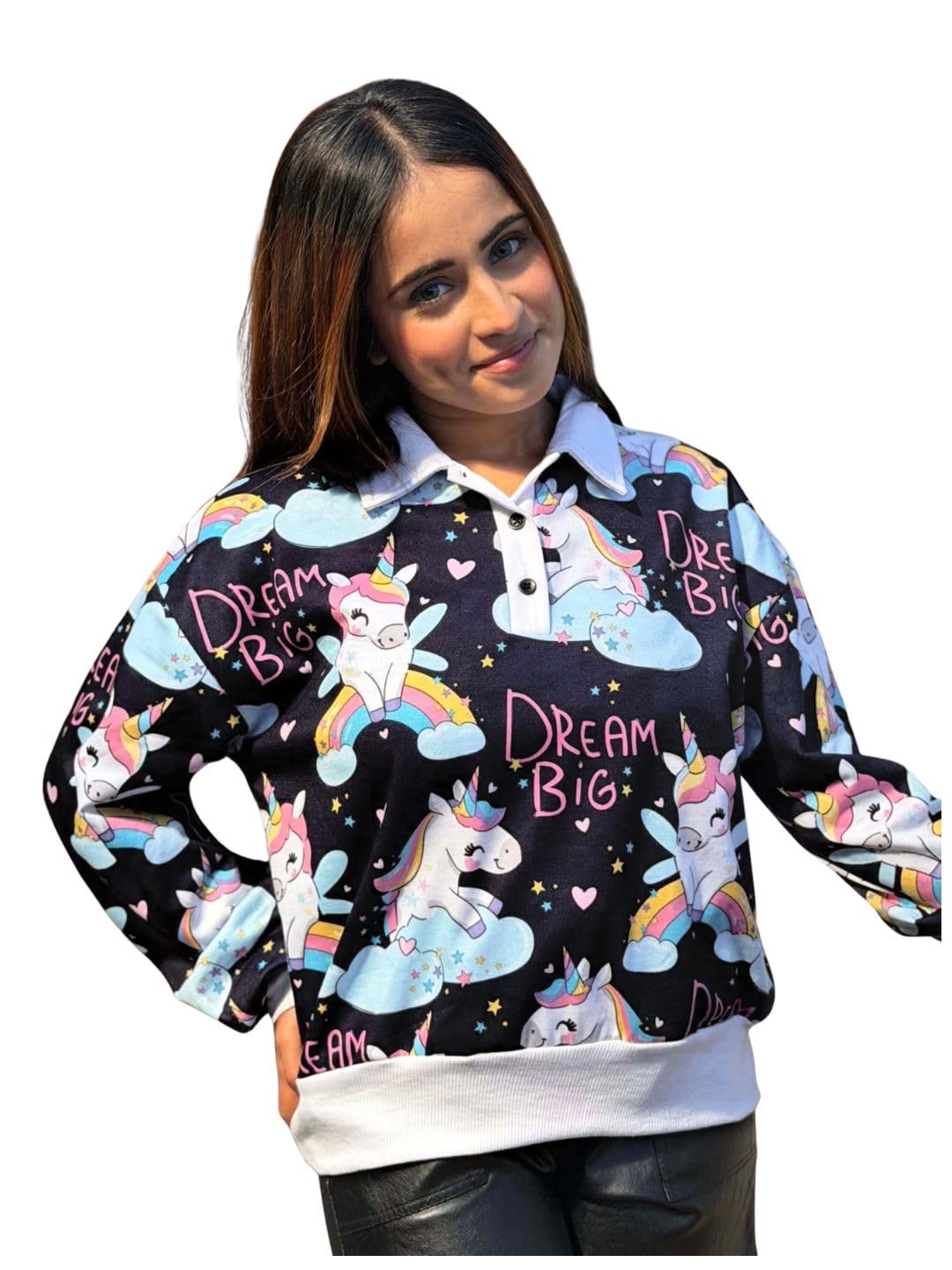 tandul Women's Printed Multicolor Sweatshirt- Fleece Style Full Sleeve for Office, Casual, Festive & Party (12128)-picture-32