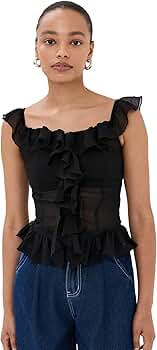 Lioness Women's Timeless Ruffle Top, Onyx, X-Large : Amazon.ca