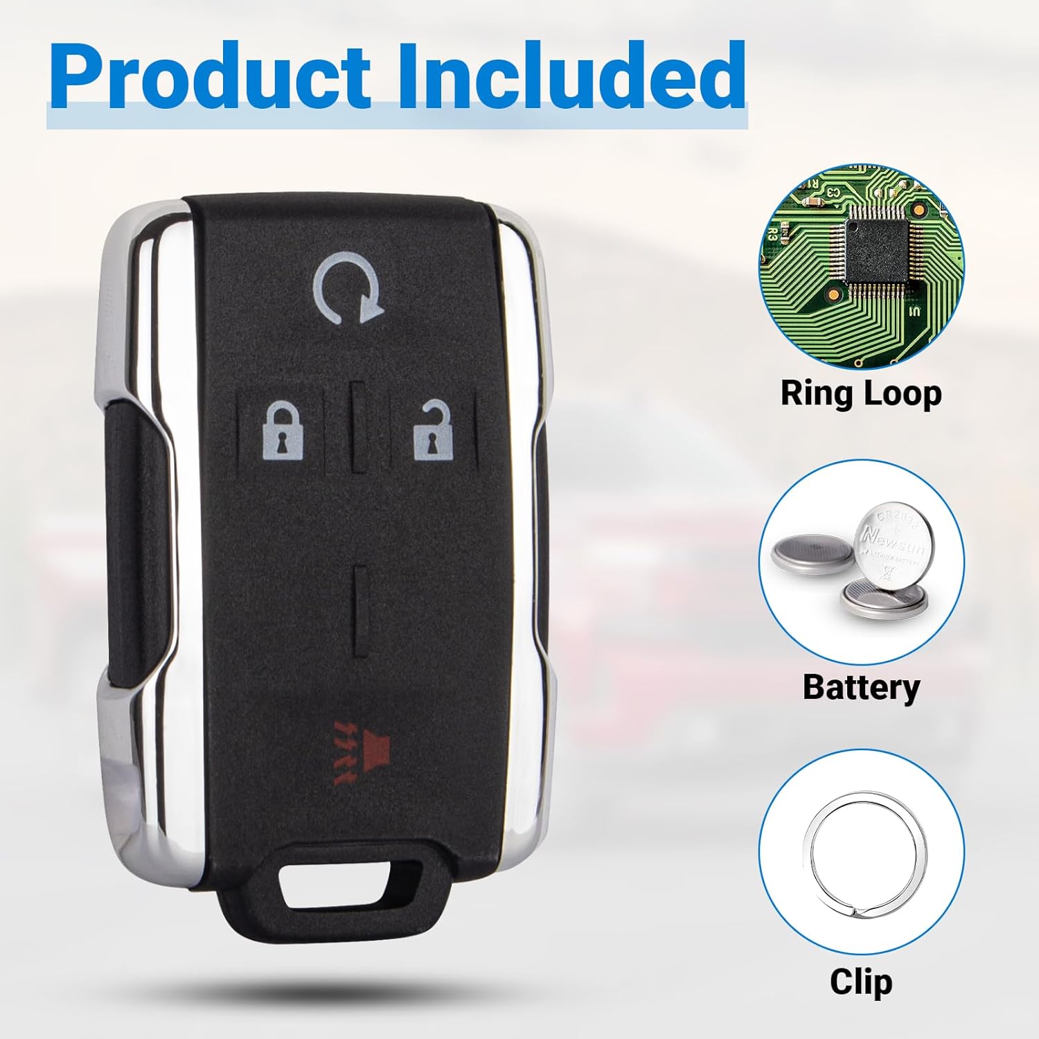 OBD Programming Key Fob Replacement Key Fob For GMC/Chevy 2014-2021 – Remote Start, Lock, Unlock With OBD Simple Key GMC Sierra Replacement Key Fob