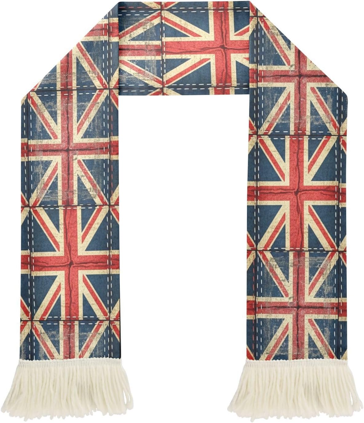 CHIFIGNO Vintage Flags Sports Fan Scarf with Fringe Ends, Polyester Soft Absorbent Towel Scarf for Soccer Fans, Cheering Banner Wrap