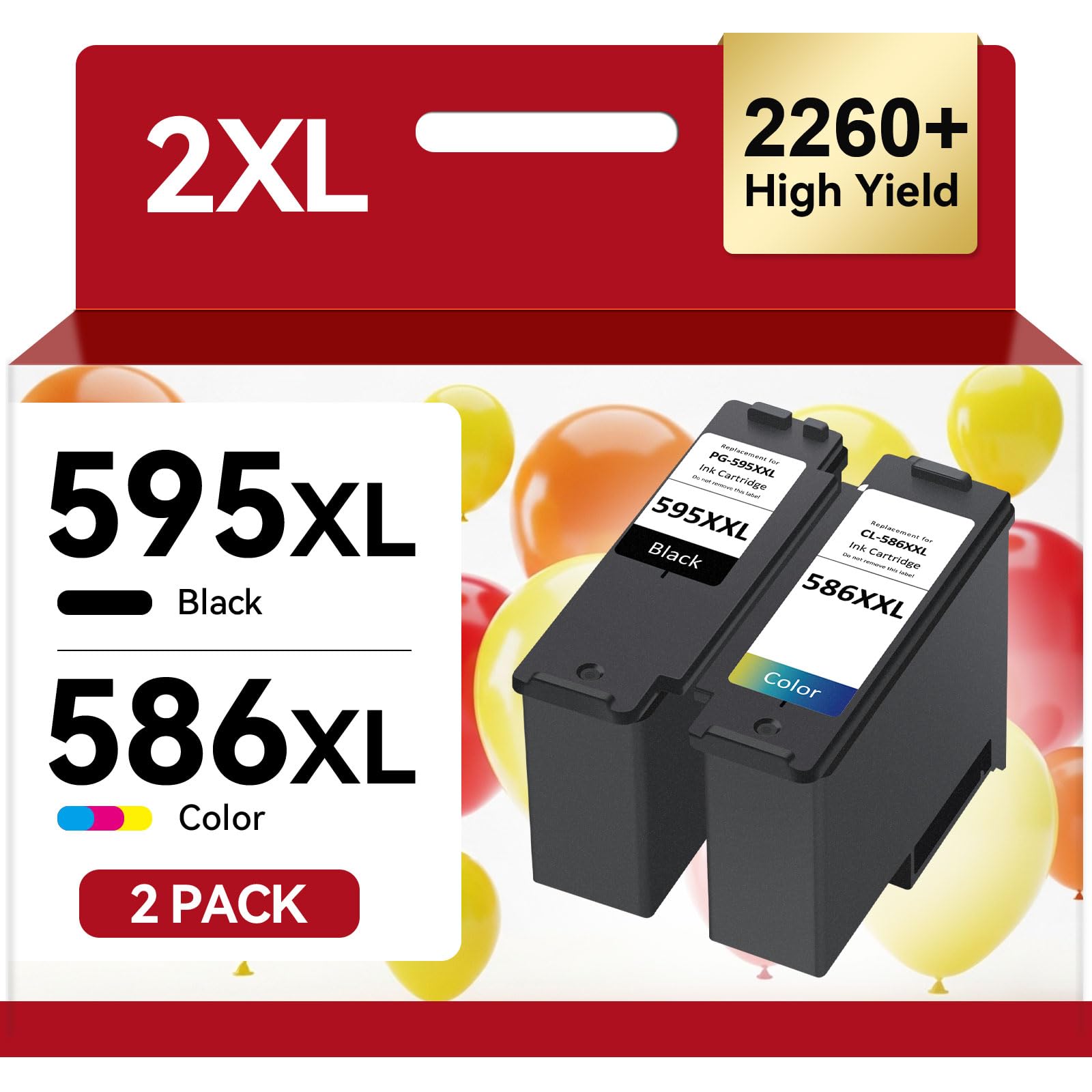 Multipack Cartucce PG-595XL / CL-586XL per Canon 595 586, Fino a 2.260 Pagine – per PIXMA TS7650i TS7640i TS7740i TS7750i TS4150i TS6550i TS7550i