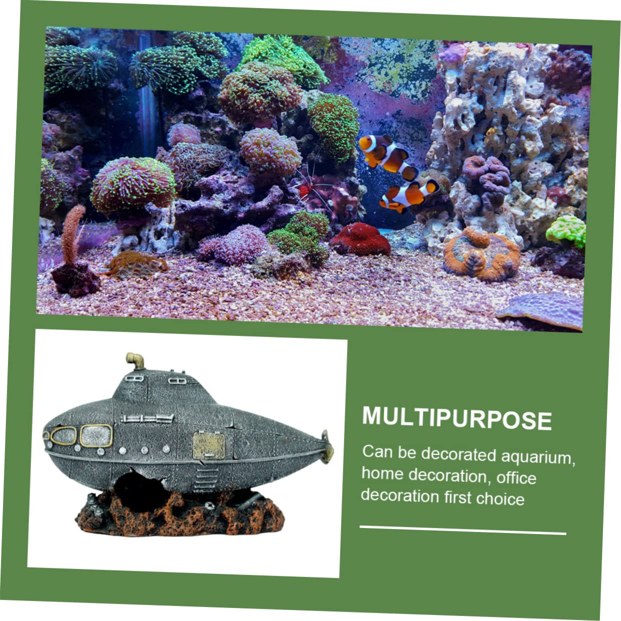 SUPVOX 2 Pezzi Arredamento Dell'acquario Dei Cartoni Animati Acquario Sottomarino Arredamento Grotta Acquario Decorazione Del Paesaggio Del Serbatoio Di Pesce Naufragio Resina Grey