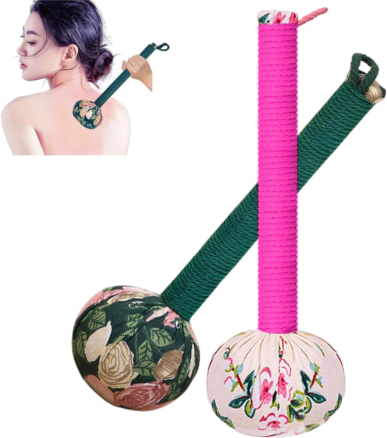 APSWUDR Mugwort Massage Hammer, Massage Tools Back, Shoulder & Body - Handheld Percussion Therapy Tool with US Design Patent, (Toffee Pink, Olive Green)