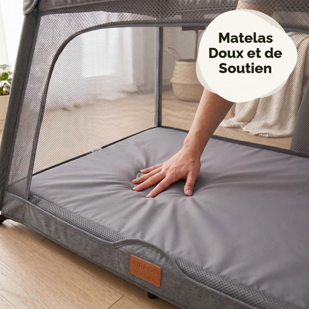Venture Le lit bébé de Voyage Airpod Comprend Un Matelas en Mousse et Un Sac de Transport de 100 x 60 cm (Argent)